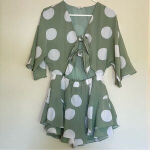 Free the Roses Knotted Front Romper Pistachio Size S